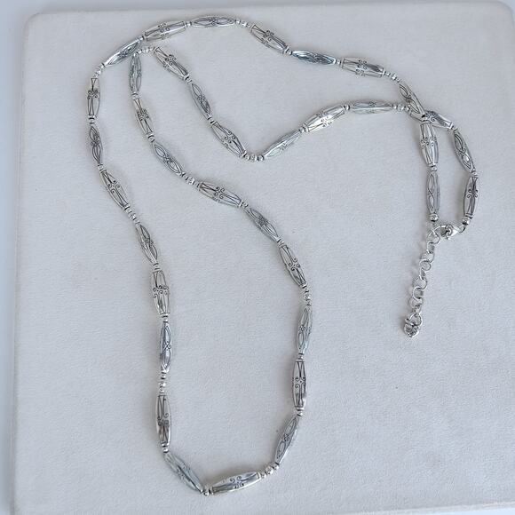 Brighton Marrakesh Long Necklace Silver Plated Etched Retired 38-40" Adjustable - Picture 6 of 7